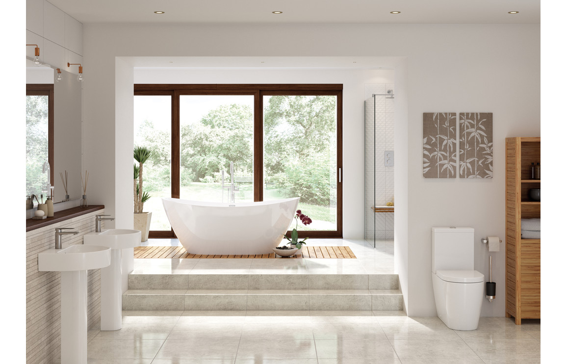 Cilantro Rimless Close Coupled Open Back WC & Soft Close Seat - Image 2