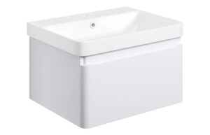 Cosmos 605mm Wall Hung 1 Drawer Basin Unit & Basin - Matt White