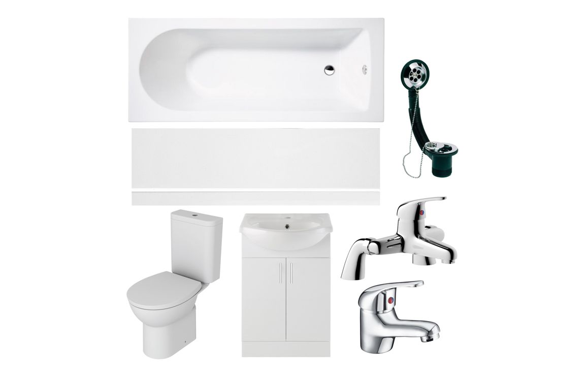 Vista White Gloss Full Suite 560mm with Bath - Image 2