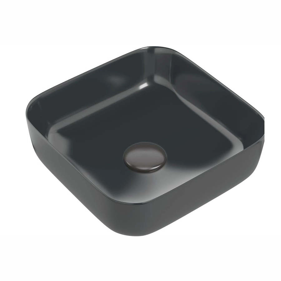 Luxey 400mm Ceramic Square Washbowl & Waste - Matt Black