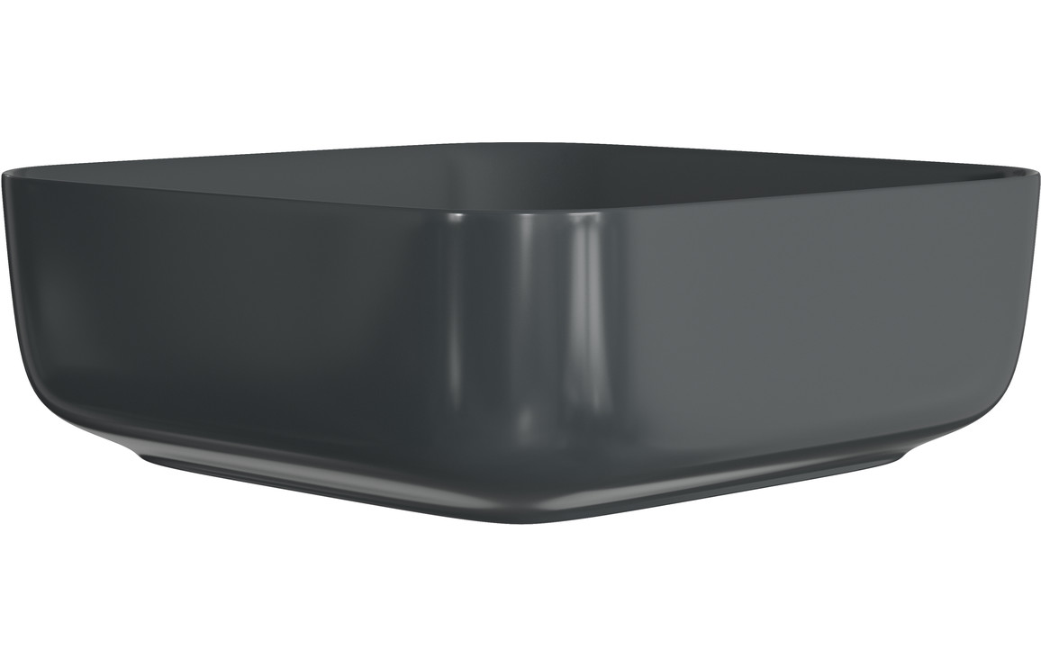 Luxey 400mm Ceramic Square Washbowl & Waste - Matt Black - Image 2
