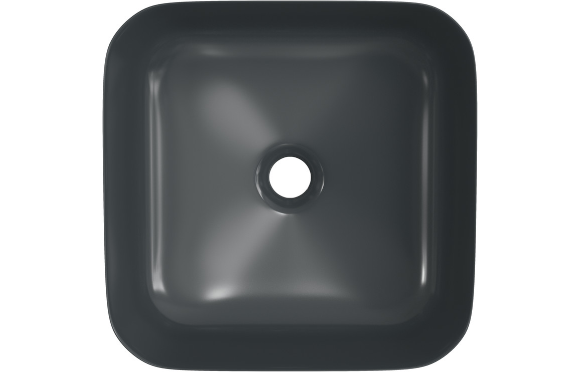Luxey 400mm Ceramic Square Washbowl & Waste - Matt Black - Image 4