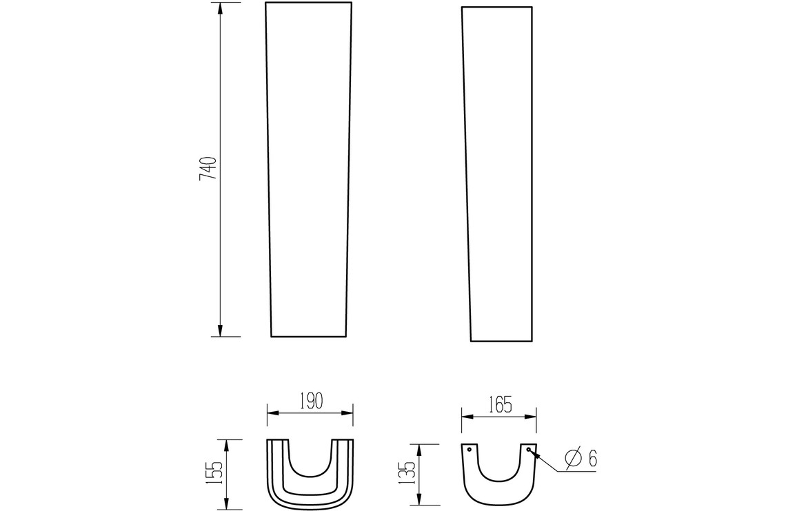Tilia 600x400mm 1TH Basin & Full Pedestal - Image 4