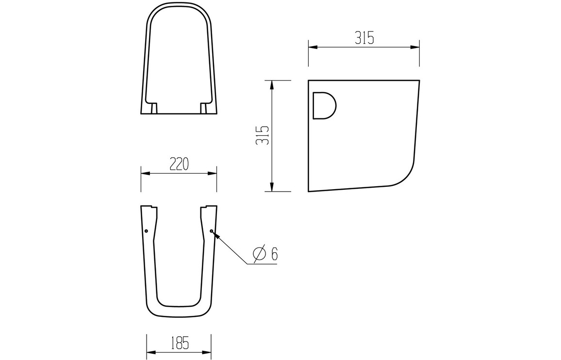 Tilia 600x400mm 1TH Basin & Semi Pedestal - Image 3