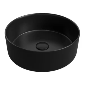 Luxey 355mm Ceramic Round Washbowl & Waste - Matt Black
