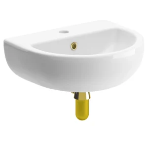 Tuscany 450x400mm 1TH Cloakroom Basin & Brushed Brass Bottle Trap