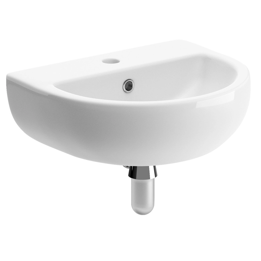 Tuscany 450x400mm 1TH Cloakroom Basin & Chrome Bottle Trap