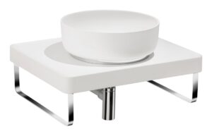 Abode Tableau/Cava Shelf & Round Basin Set - Chalk White w/Chrome Finishes