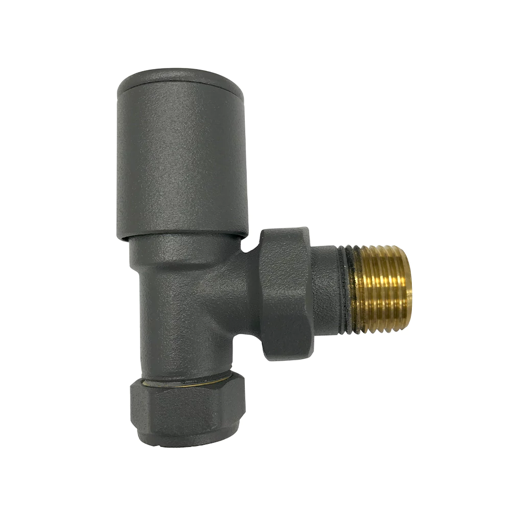 Anthracite Radiator Valve Straight 15mm (Pair)