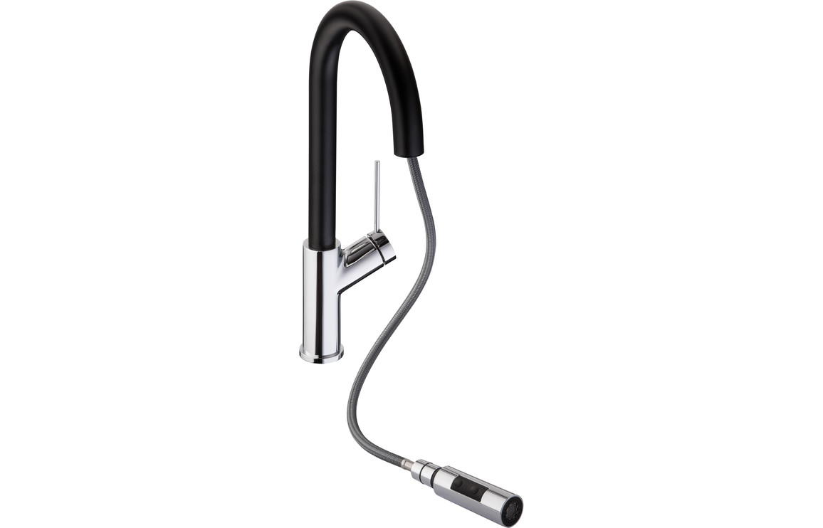 Abode Virtue Nero Mixer Tap w/Pull Out - Chrome - Image 2