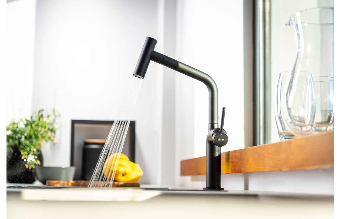 Abode Tubist T Single Lever Mixer Tap w/Pull Out - Matt Black - Image 4
