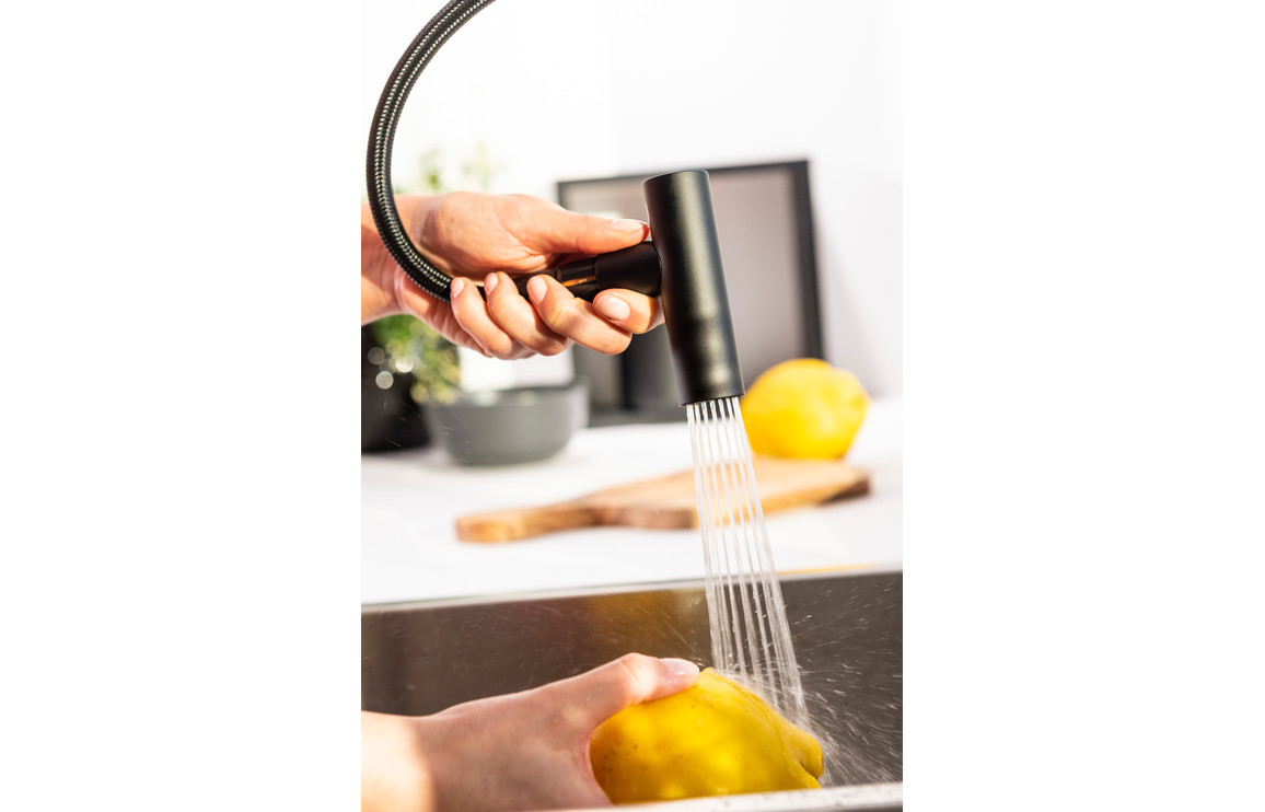 Abode Tubist T Single Lever Mixer Tap w/Pull Out - Matt Black - Image 6