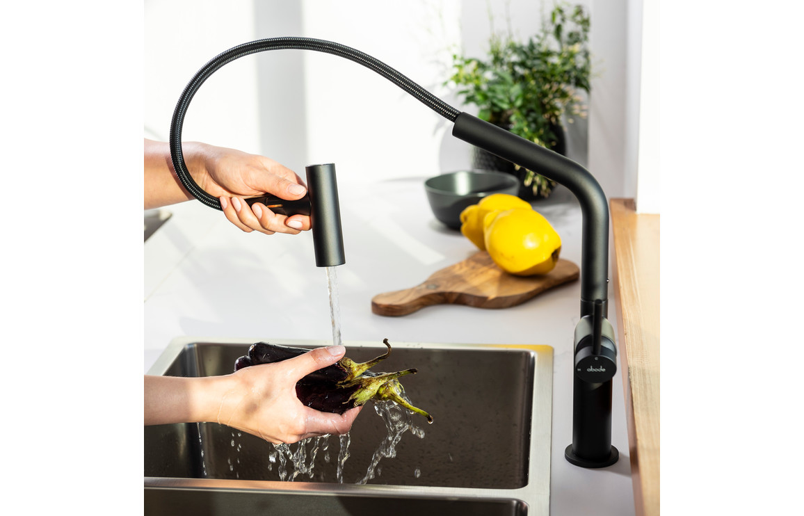 Abode Tubist T Single Lever Mixer Tap w/Pull Out - Matt Black - Image 7