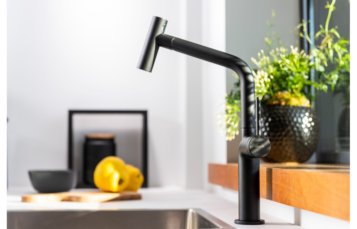 Abode Tubist T Single Lever Mixer Tap w/Pull Out - Matt Black - Image 3