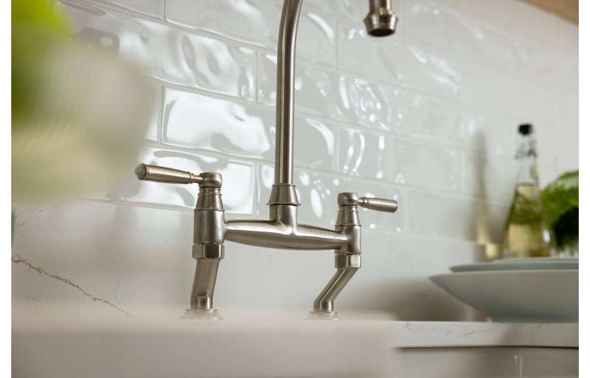 Abode Oxbury Bridge Mixer Tap - Brushed Nickel - Image 3