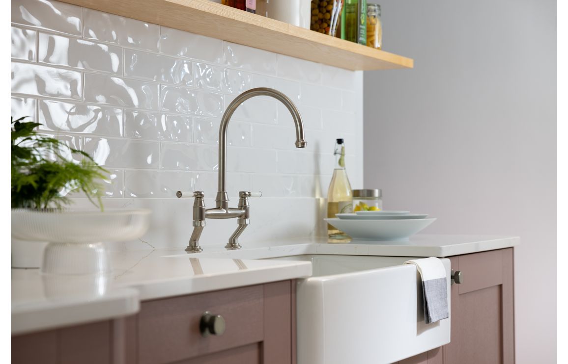 Abode Oxbury Bridge Mixer Tap - Brushed Nickel - Image 4