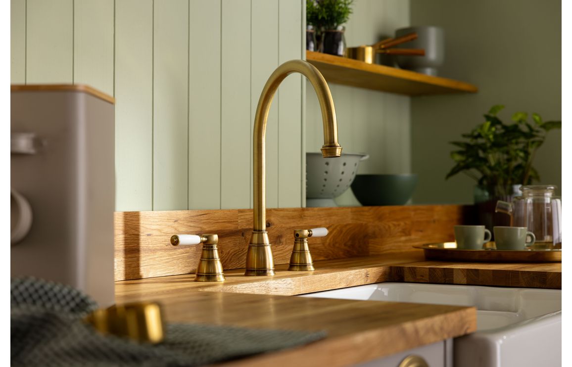 Abode Oxbury 3 Part Mixer Tap - Antique Brass - Image 2
