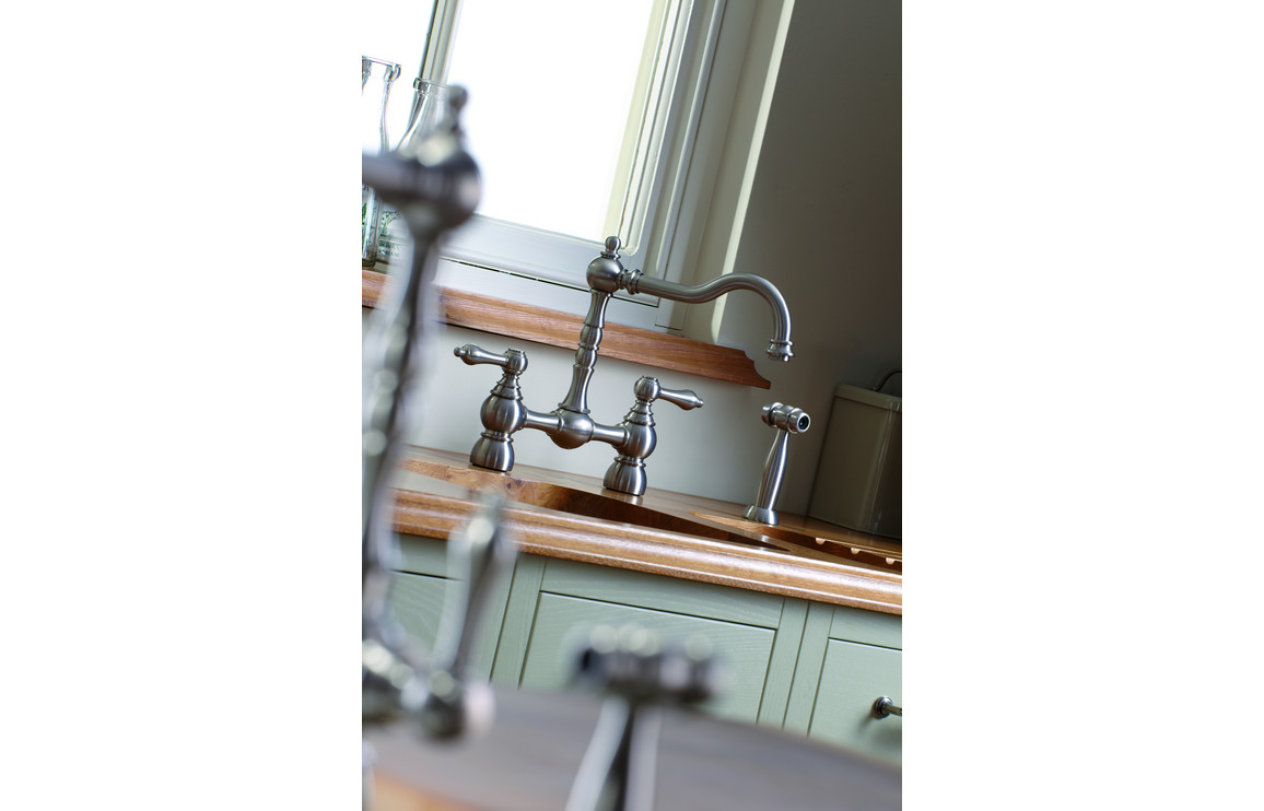 Abode Bayenne Bridge Mixer Tap w/Handspray - Pewter - Image 2