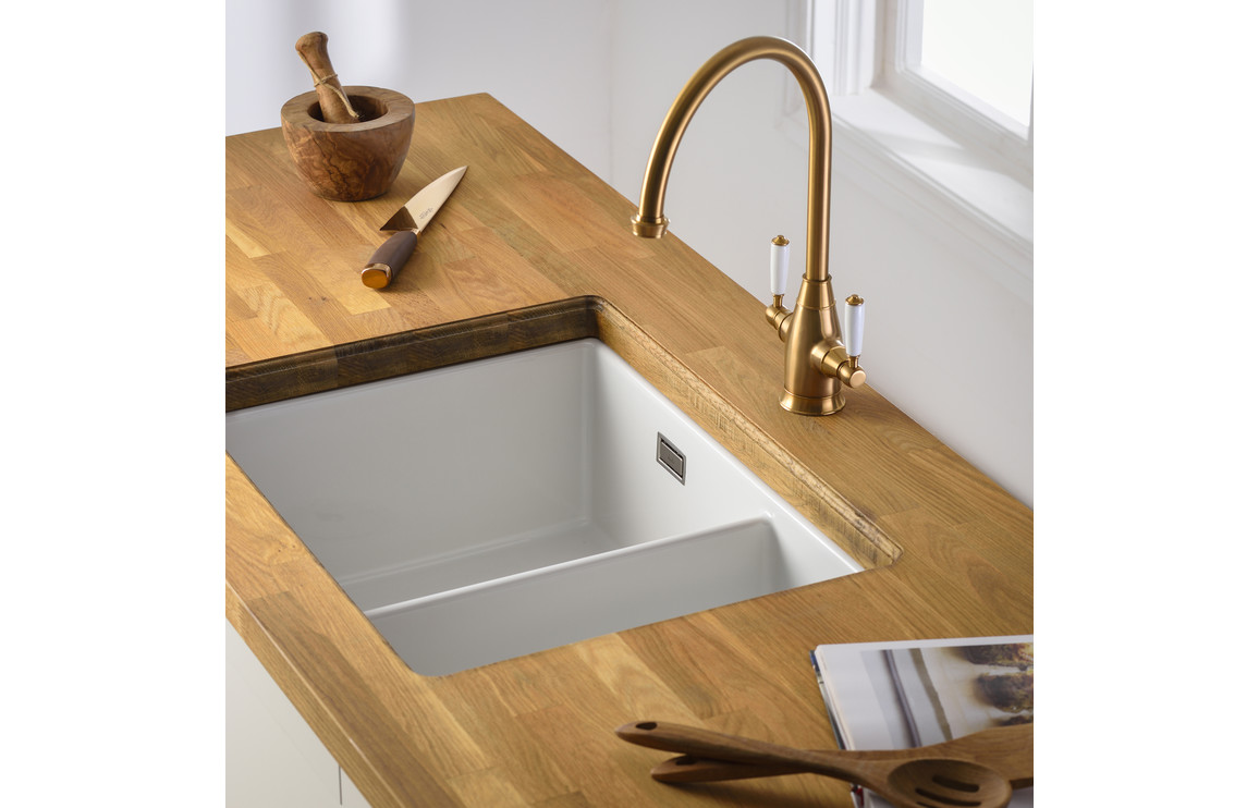 Abode Sandon 1.5B Ceramic Undermount/Inset Sink - White - Image 4