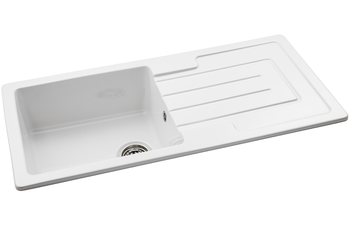 Abode Acton 1B & Drainer Ceramic Inset Sink - White - Image 2