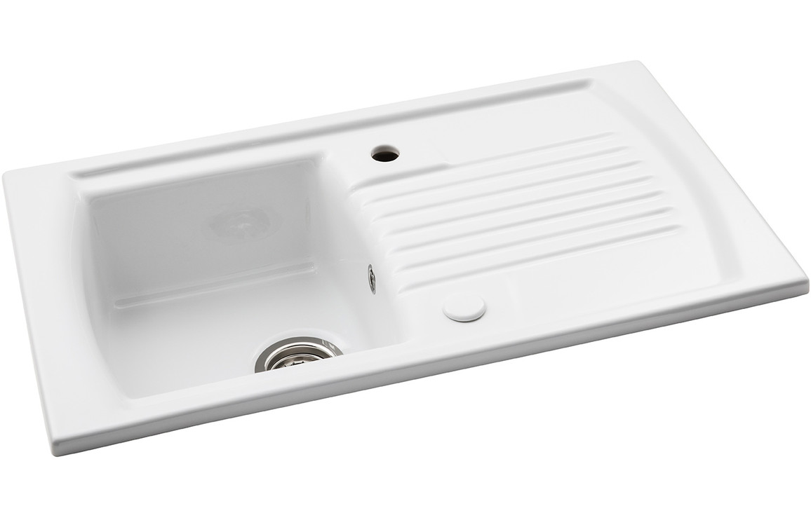 Abode Milford 1B & Drainer Ceramic Inset Sink - White - Image 2