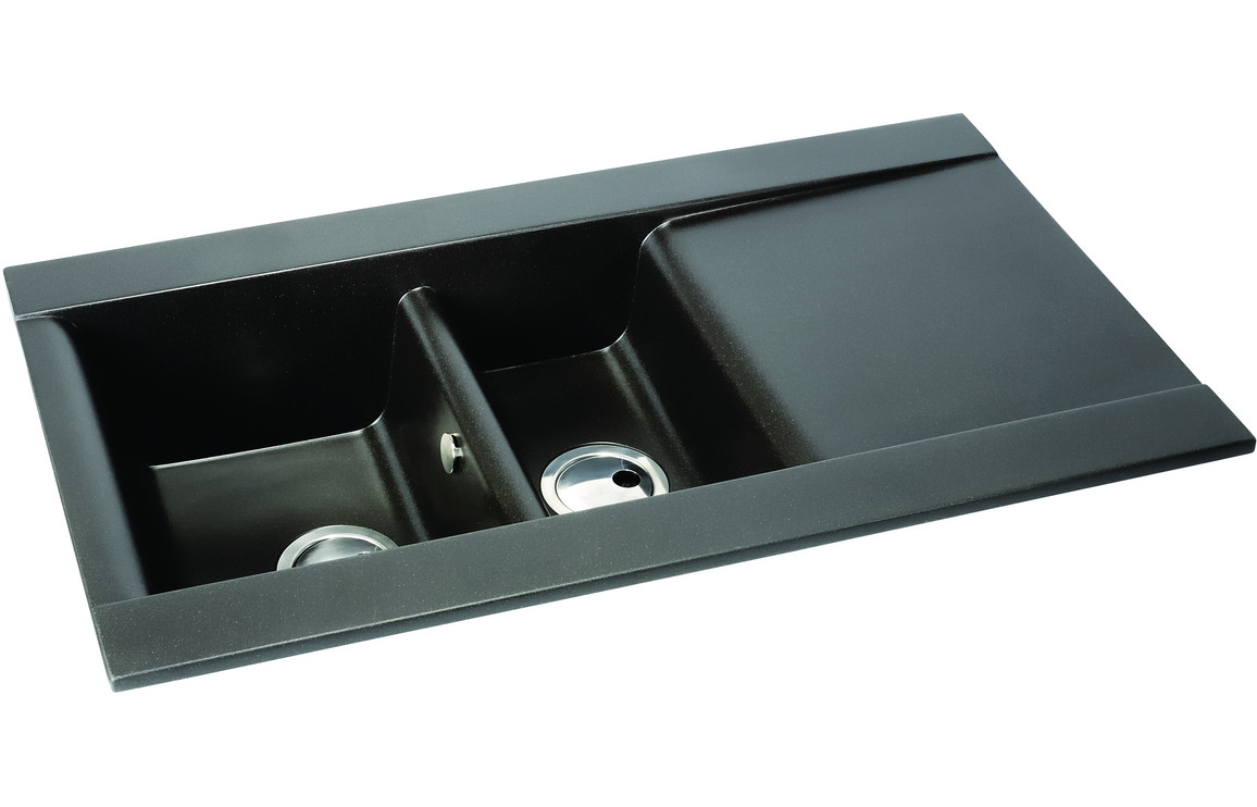 Abode Aspekt 1.5B & Drainer Granite Inset Sink - Black Metallic - Image 2