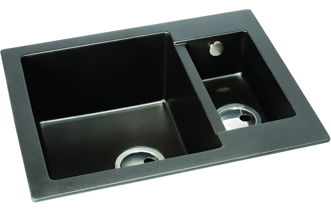Abode Zero 1.5B Granite Inset Sink - Black Metallic - Image 2