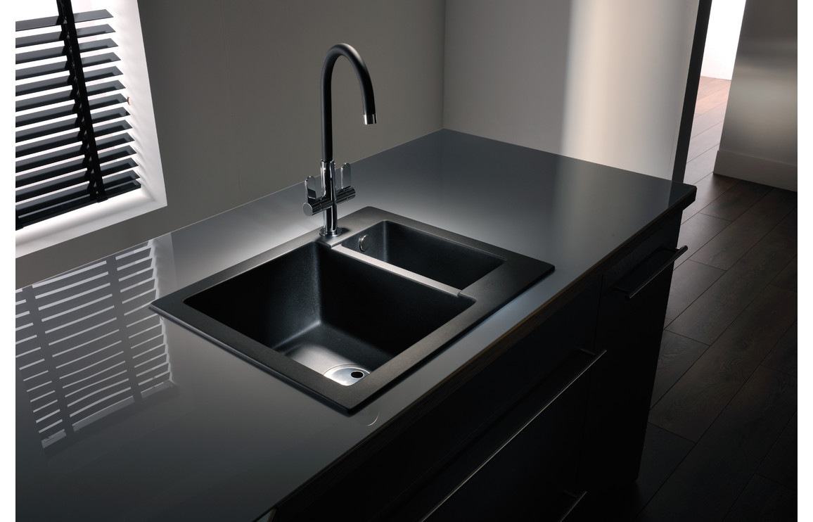 Abode Zero 1.5B Granite Inset Sink - Black Metallic - Image 3