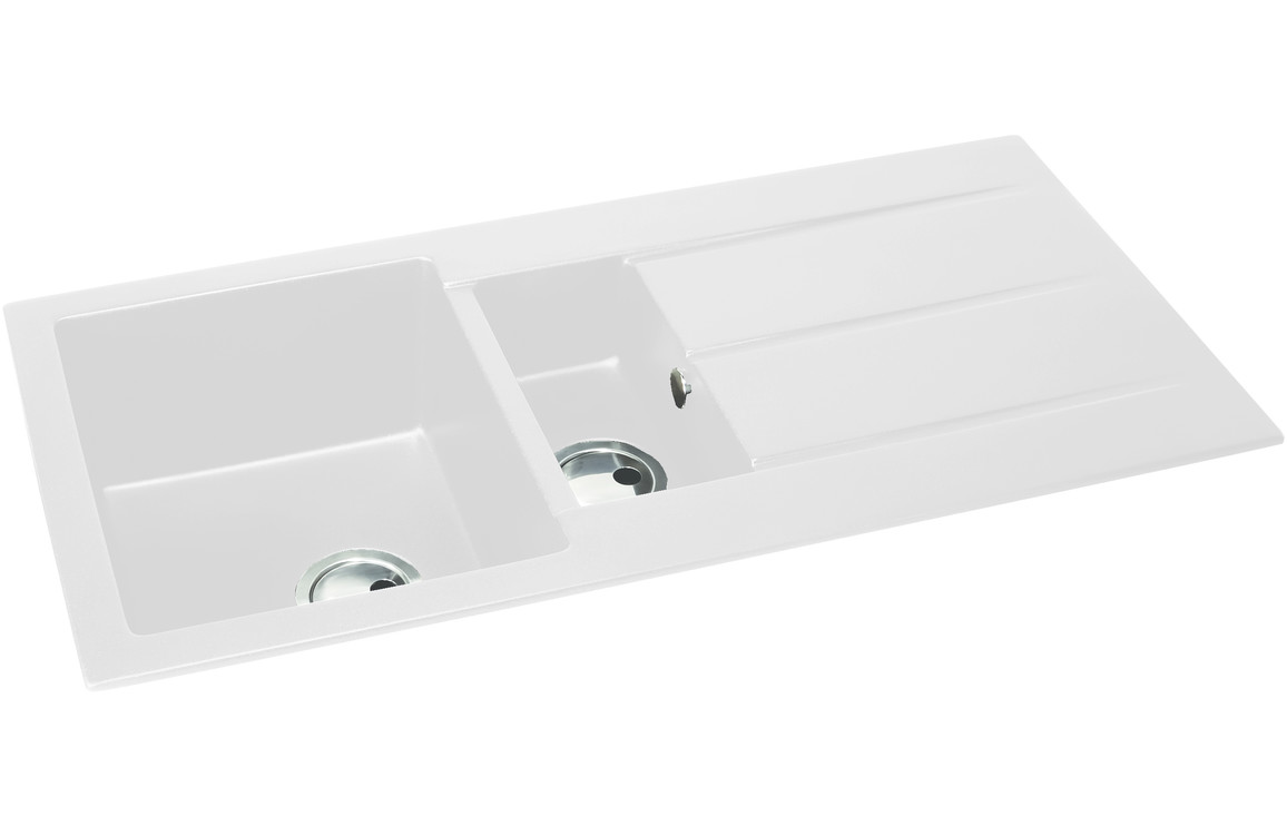 Abode Zero 1.5B & Drainer Granite Inset Sink - White - Image 2