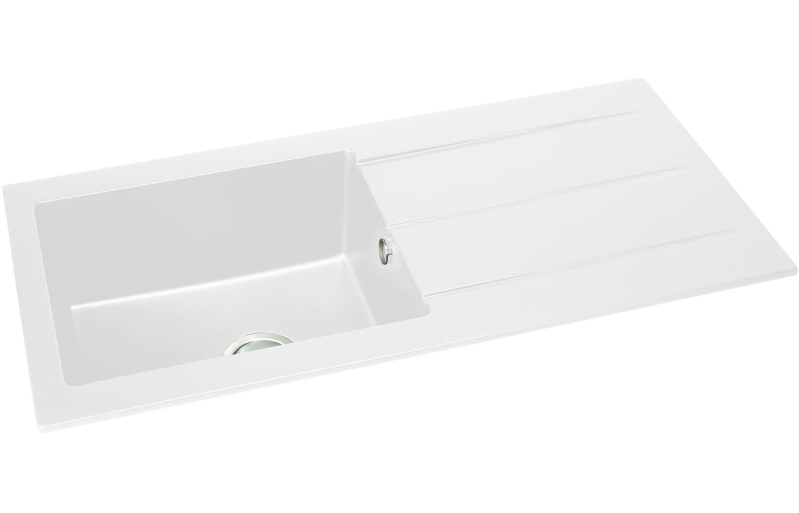 Abode Zero 1B & Drainer Granite Inset Sink - White - Image 2