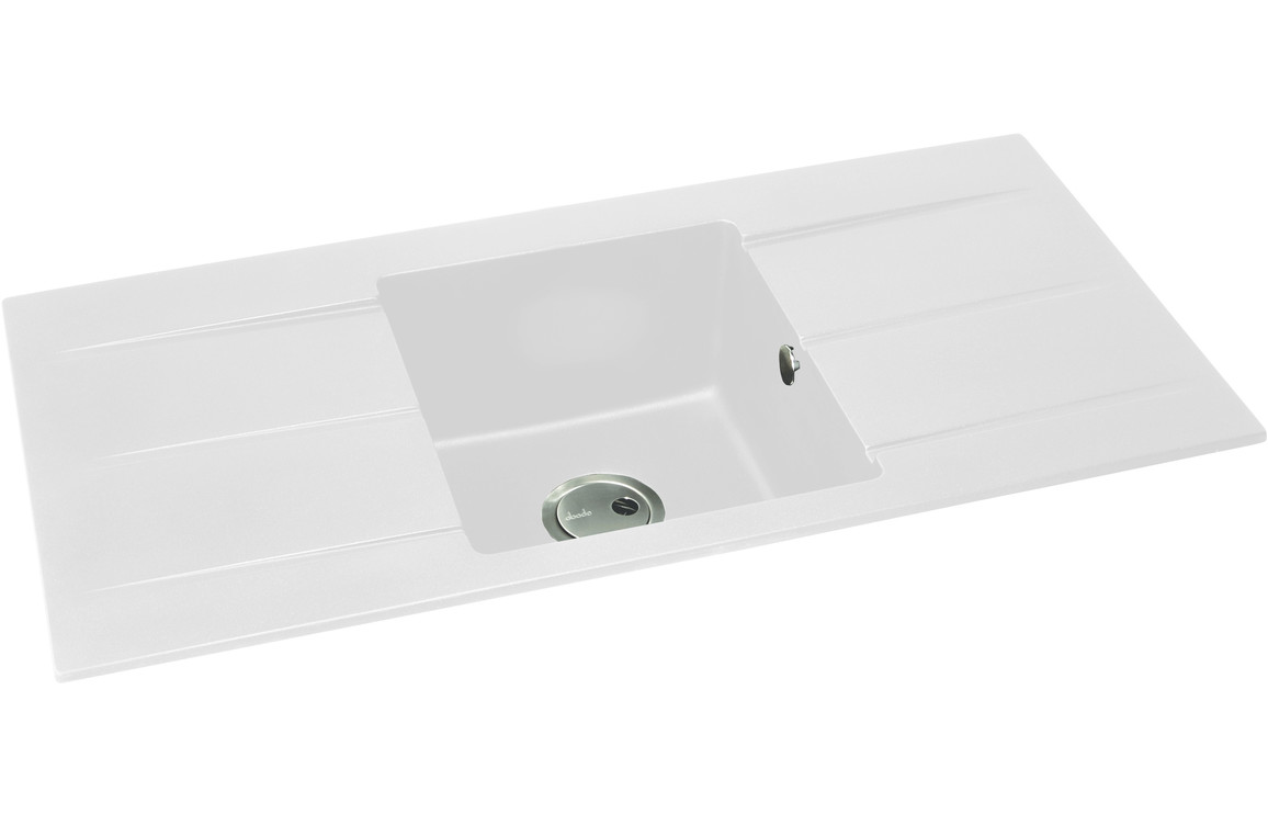 Abode Zero 1B & Double Drainer Granite Inset Sink - White - Image 2