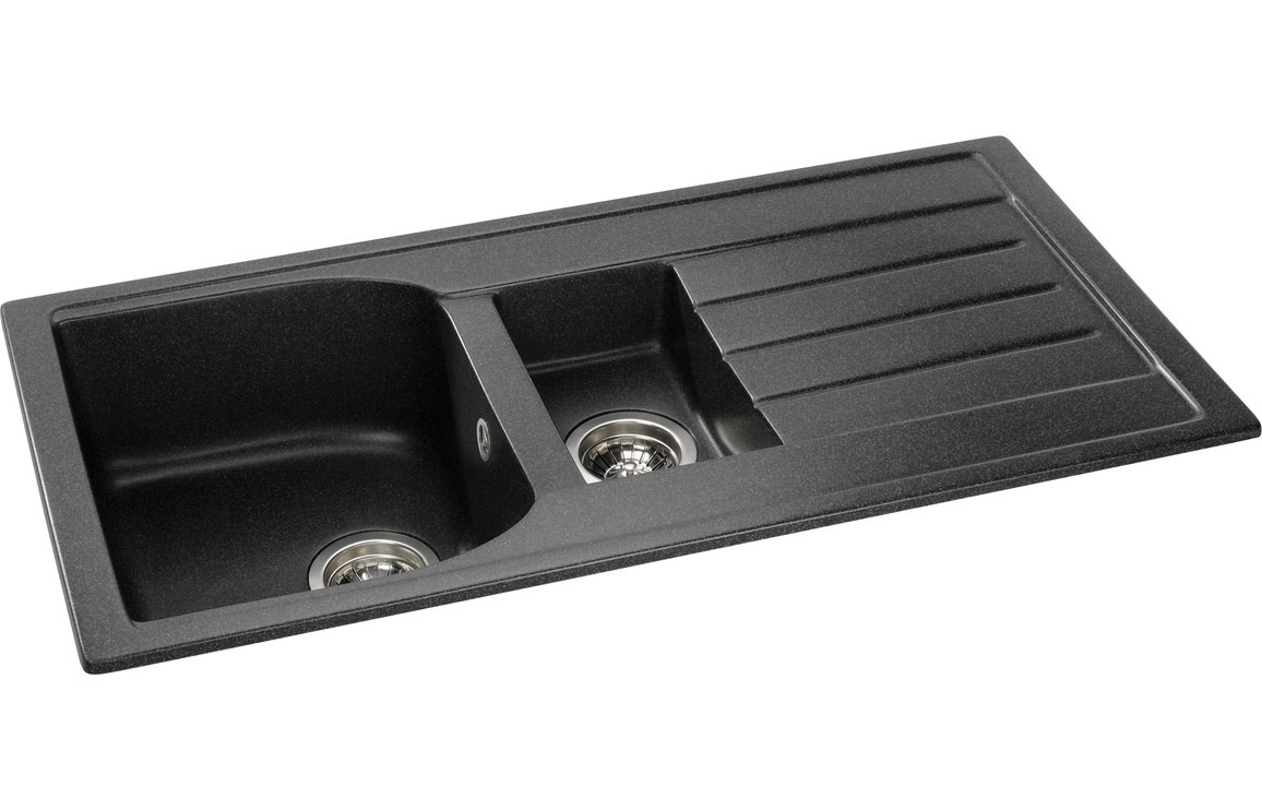 Abode Oriel 1.5B Inset Sink Granite Black & Atlas Tap Pack - Image 3