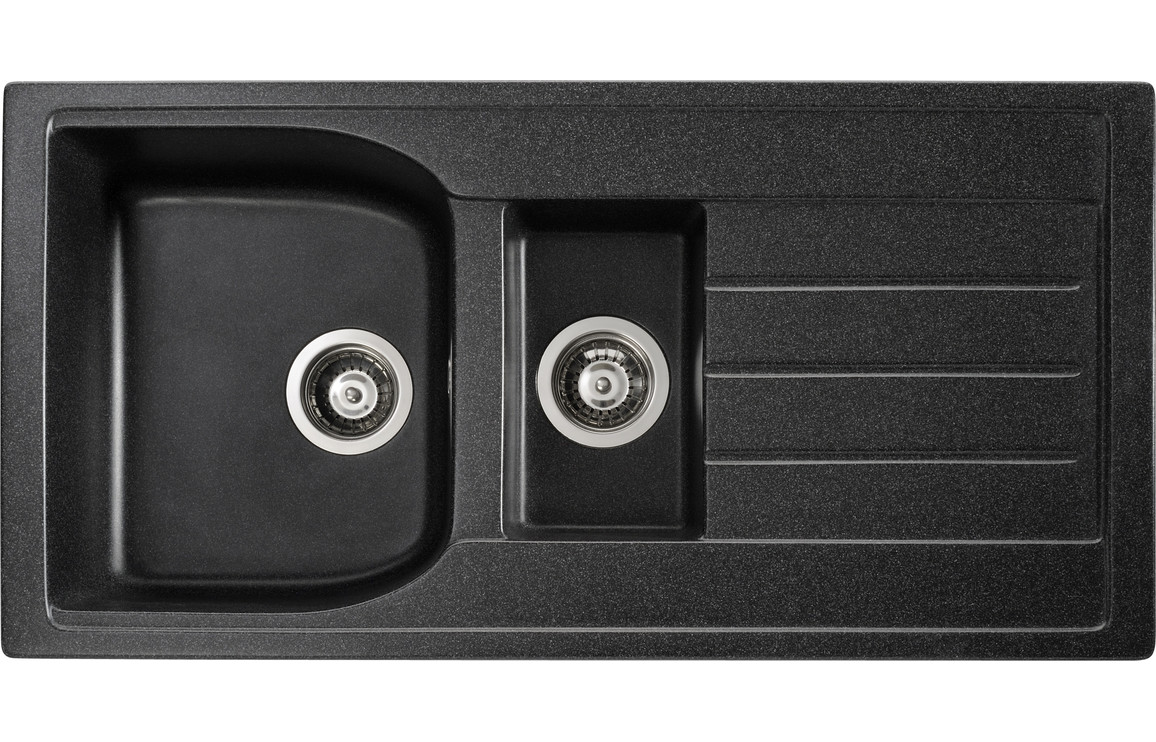 Abode Oriel 1.5B Inset Sink Granite Black & Atlas Tap Pack - Image 2