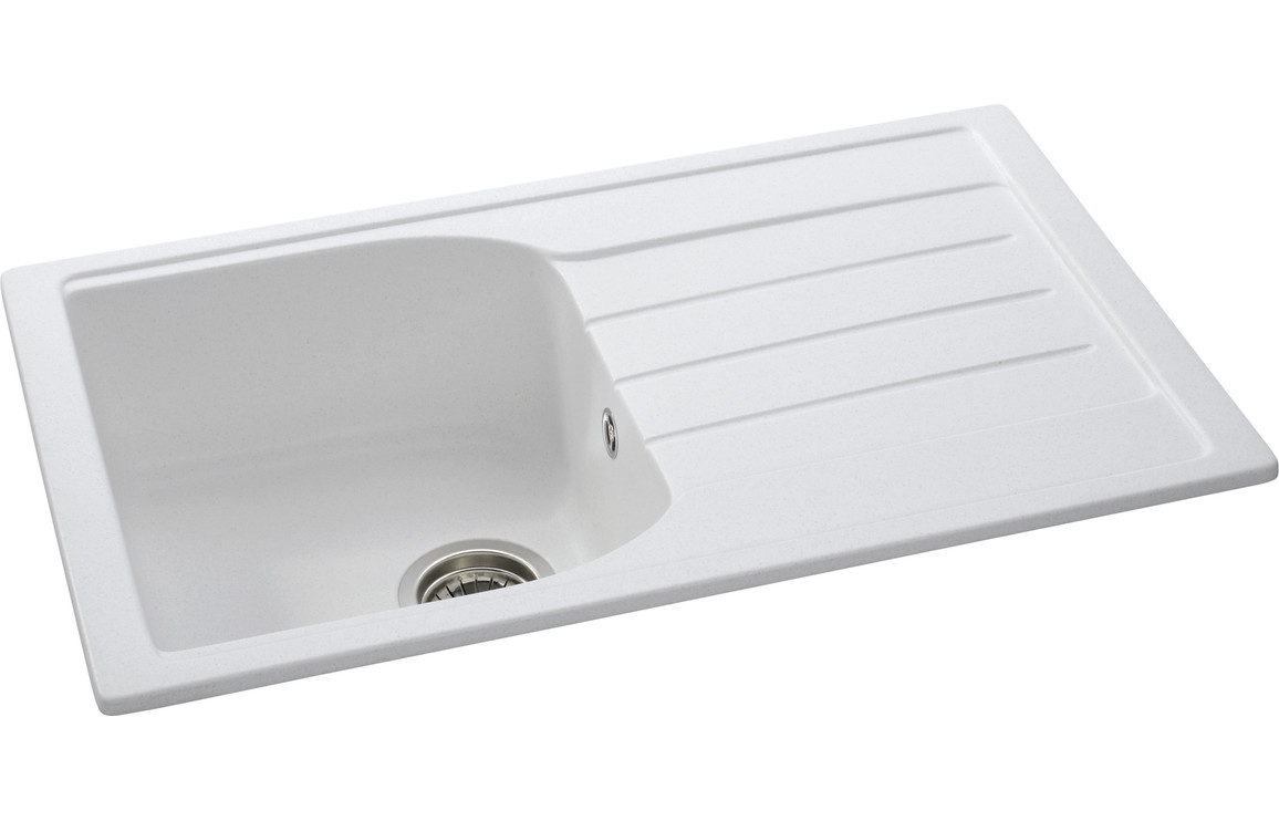 Abode Oriel 1B & Drainer Granite Inset Sink - Frost White - Image 2