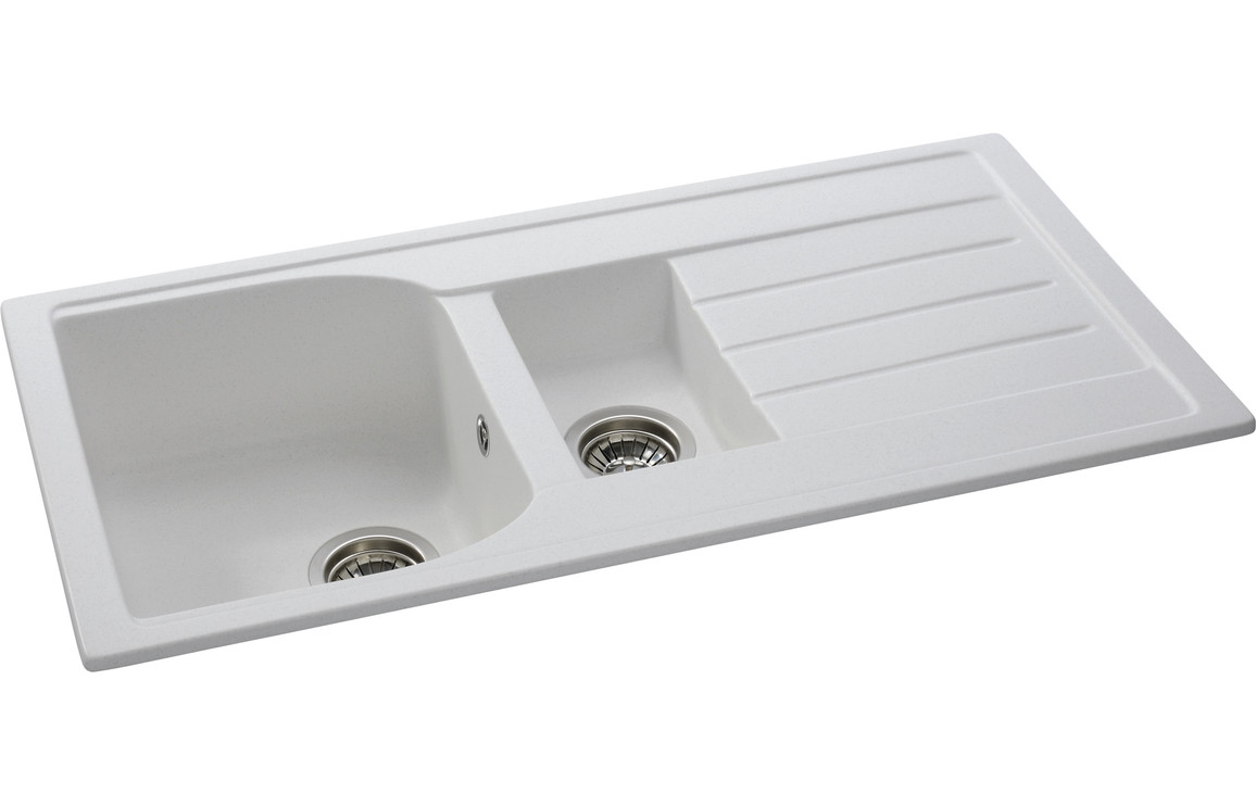 Abode Oriel 1.5B & Drainer Granite Inset Sink - Frost White - Image 2