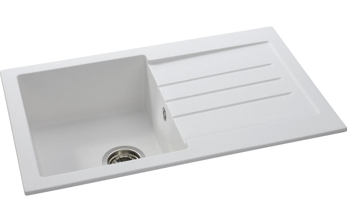 Abode Xcite 1B & Drainer Granite Inset Sink - Frost White - Image 2