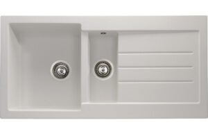 Abode Xcite 1.5B & Drainer Granite Inset Sink - Frost White
