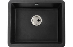 Abode Matrix Sq GR15 Large 1B Granite Inset/Undermount Sink - Black Metallic