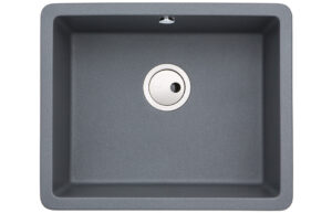Abode Matrix Sq GR15 Large 1B Granite Inset/Undermount Sink - Grey Metallic