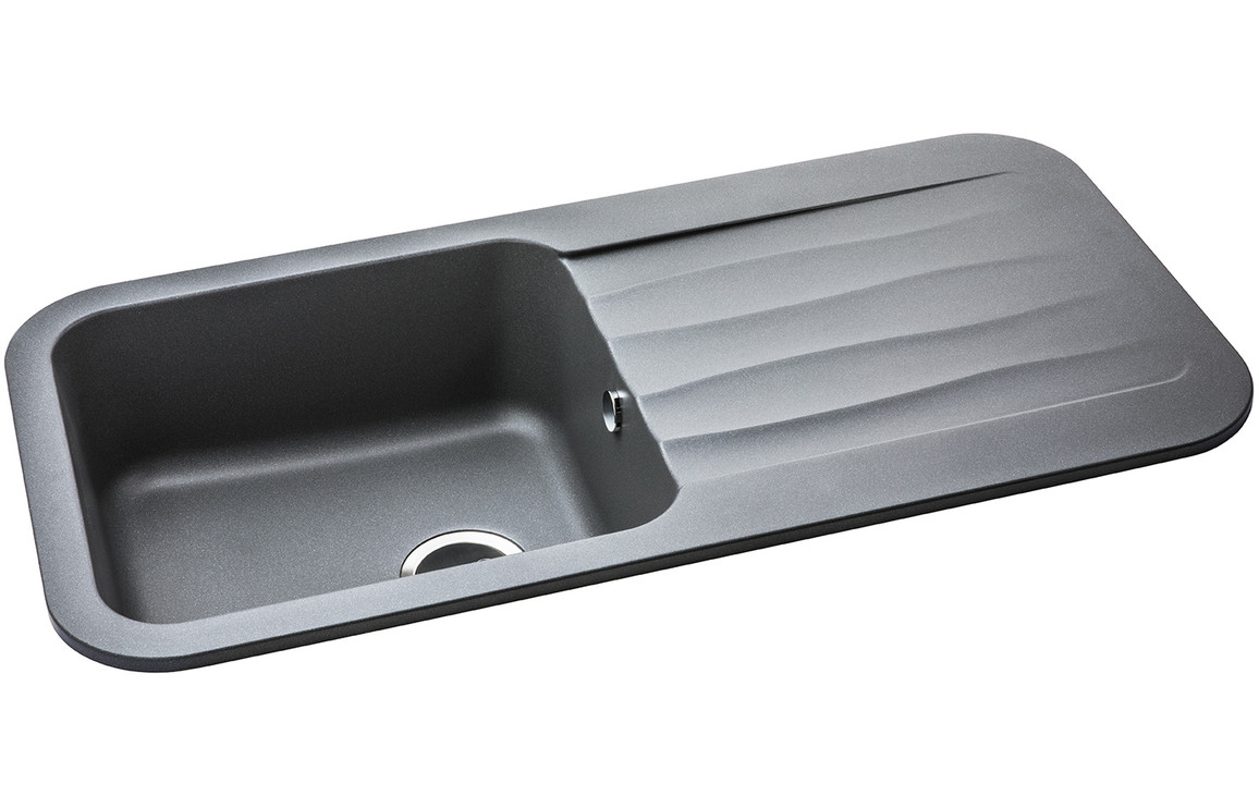 Abode Dune 1B & Drainer Granite Inset Sink - Grey Metallic - Image 2