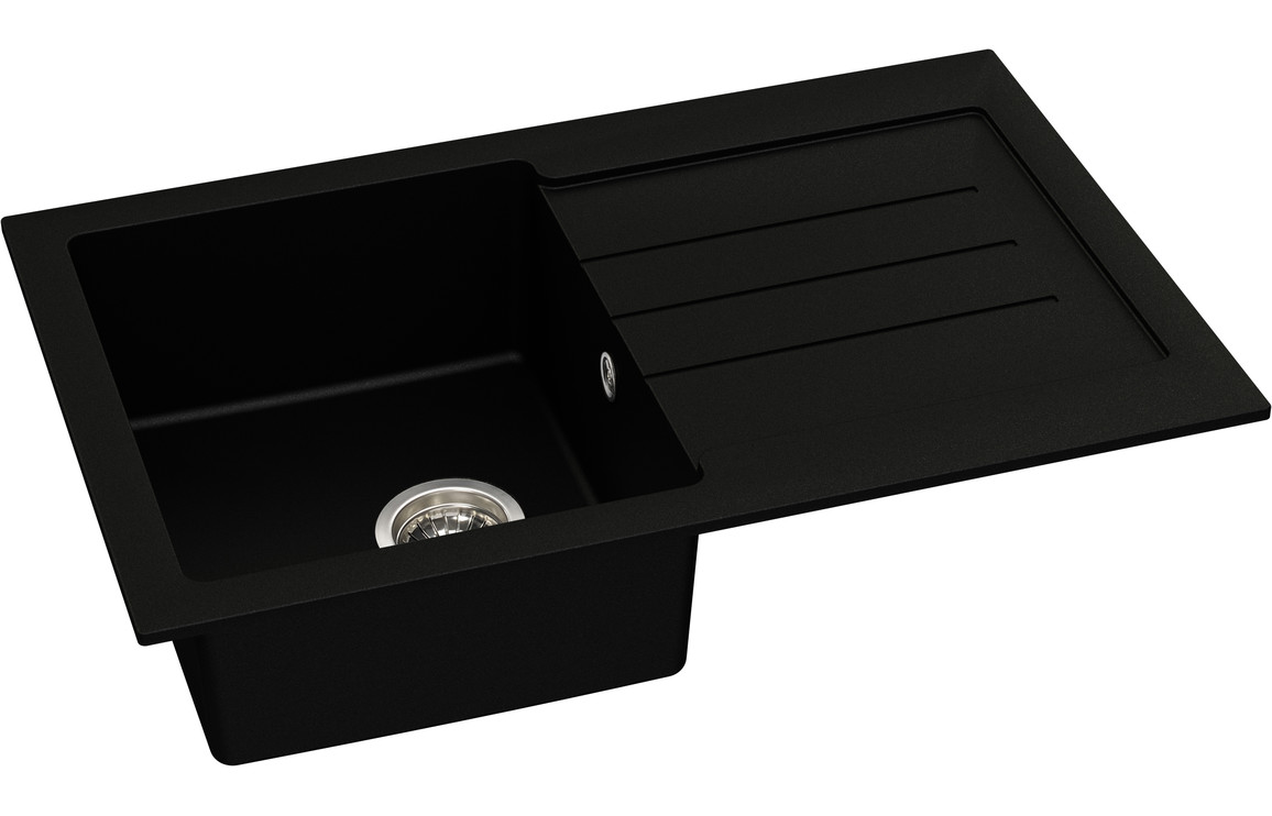 Abode Xcite 1B & Drainer Granite Inset Sink - Black Metallic - Image 2