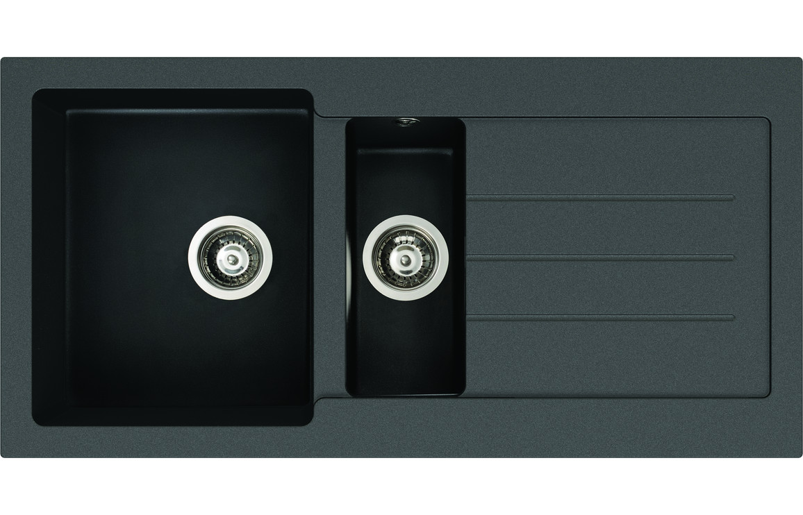 Abode Xcite 1.5B Inset Black Metallic Sink & Atlas Tap Pack - Image 2
