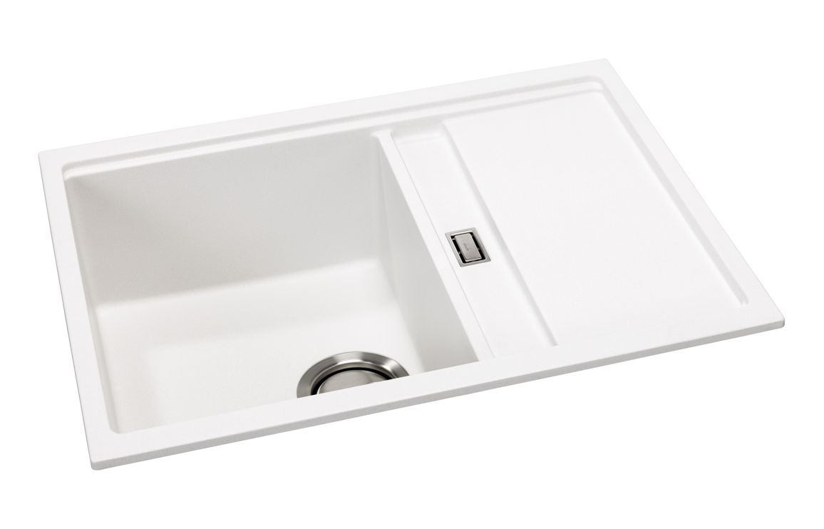 Abode Syncronist Compact 1.25B & Drainer Inset/Undermount Sink - White - Image 2