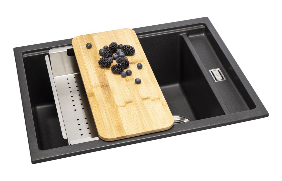 Abode Syncronist Large 1.25B Inset/Undermount Sink - Metallic Black - Image 4