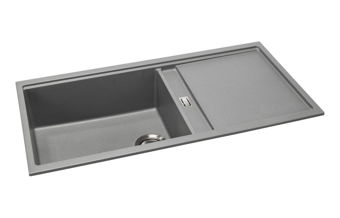 Abode Syncronist Large 1.25B & Drainer Inset/Undermount Sink - Metallic Grey - Image 2