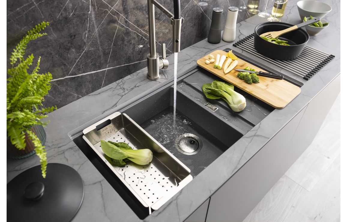 Abode Syncronist Large 1.25B & Drainer Inset/Undermount Sink - Metallic Grey - Image 6