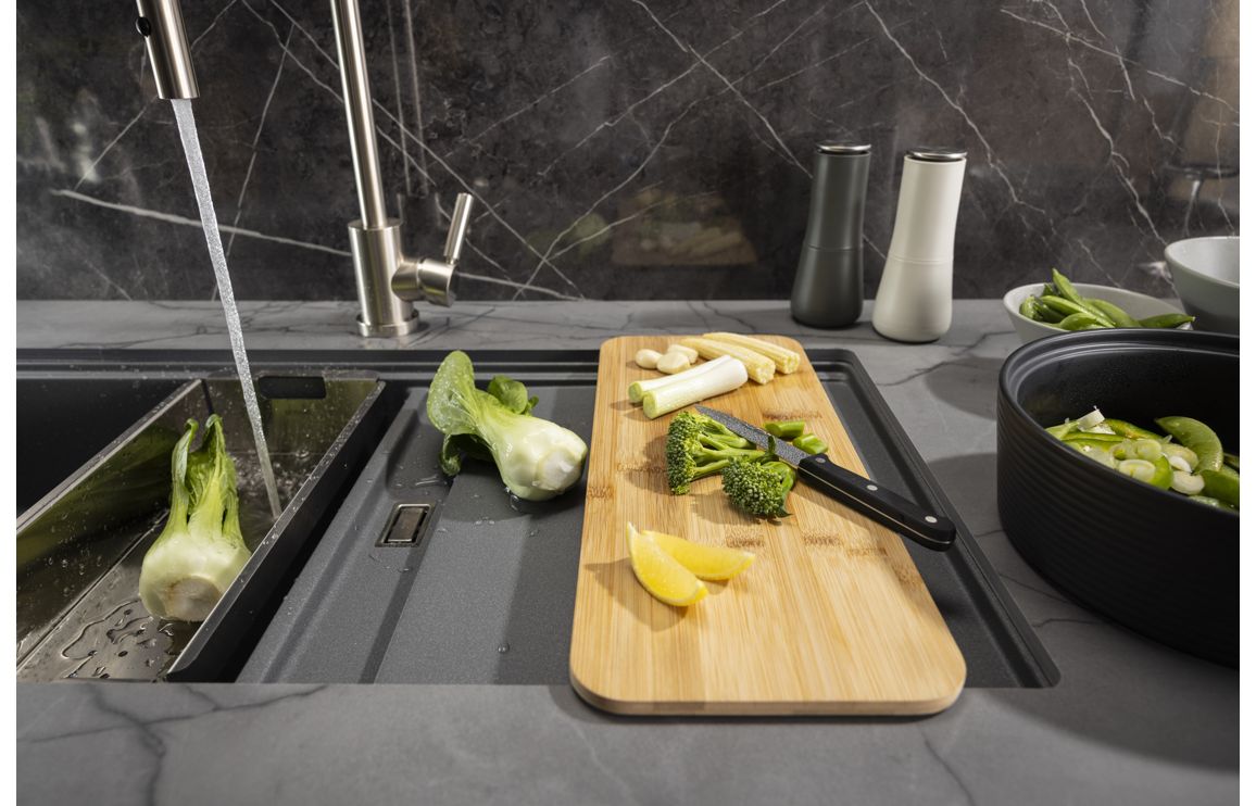Abode Syncronist Large 1.25B & Drainer Inset/Undermount Sink - Metallic Grey - Image 8