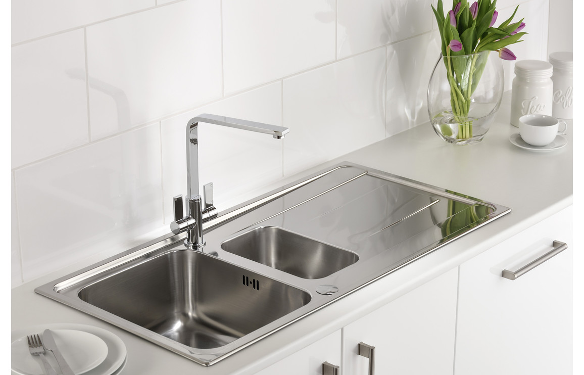 Abode Ixis 1.5B & Drainer Inset Sink - St/Steel - Image 5