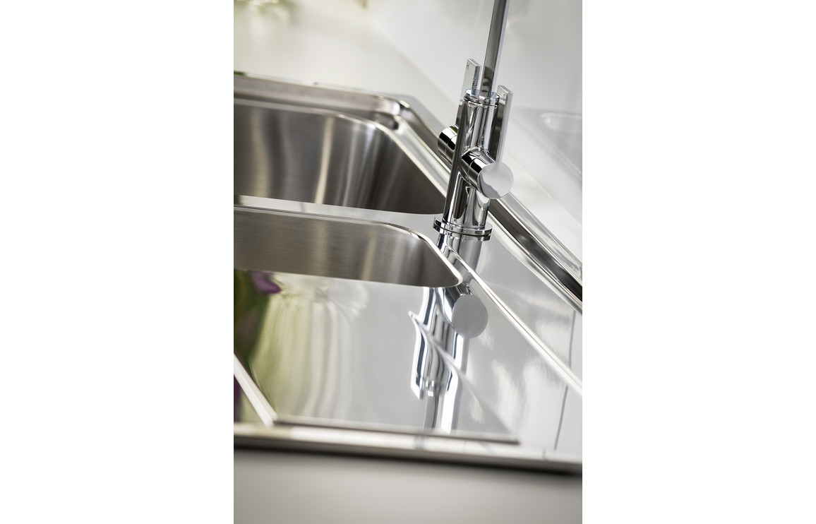 Abode Ixis 1.5B & Drainer Inset Sink - St/Steel - Image 6