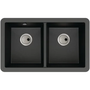 Abode Matrix Sq GR15 2B Granite Undermount Sink - Black Metallic